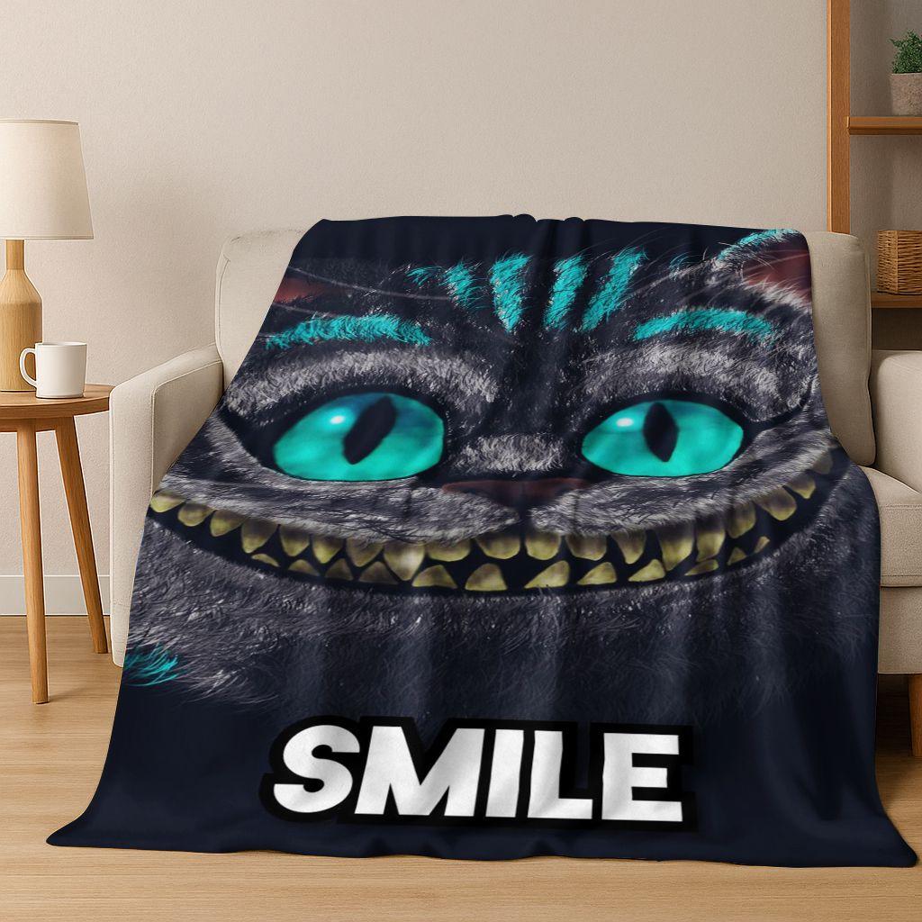 Dream Cheshire Cat Alice In Wonderland Cartoon Flannel Blanket,Cozy Soft Throw Blanket for Home Bedroom Bed Sofa Cover Gift Kid