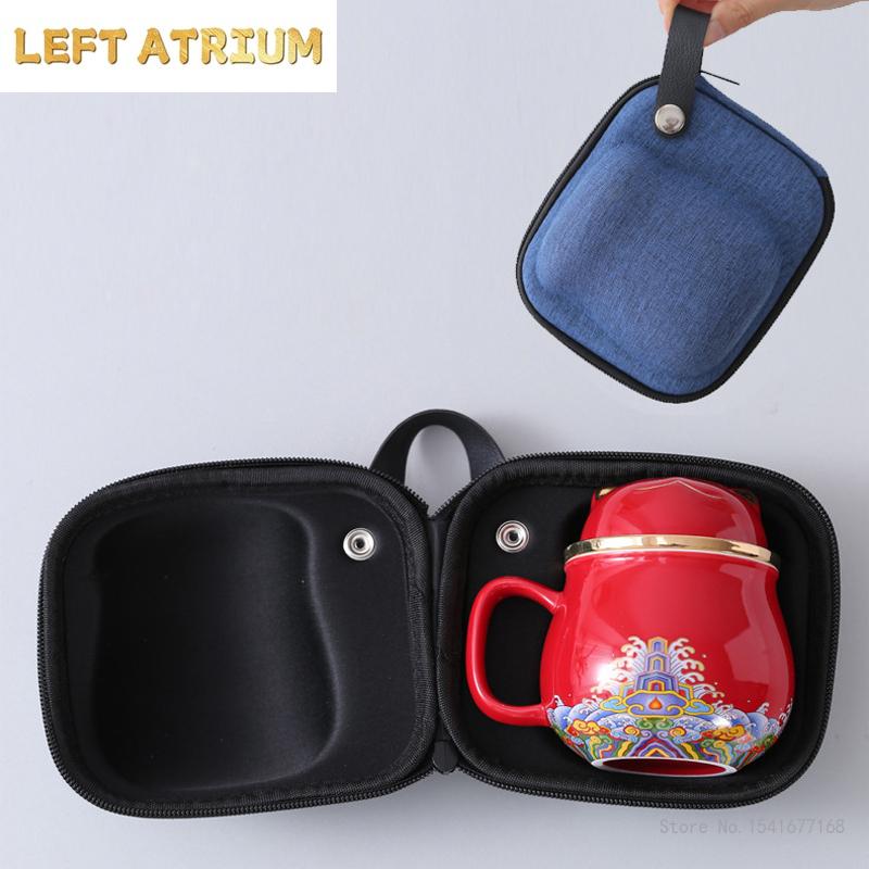 Chinese Cartoon Ceramic Cat Mug Office Teacup with Cover Separated Tea Cup for Tea Gift Cup 320ml , 1Pc