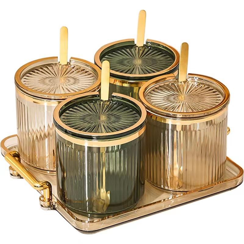 Klare, versiegelte Dose mit Deckel, leere Verpackungsflasche aus Kunststoff, runder Vorratseimer, Keksdose, versiegelte Dosen in Lebensmittelqualität, Tankbehälter