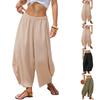 Damskie elastyczne spodnie z wysokim stanem, o swobodnym kroju, z szerokimi nogawkami, długie spodnie, spodnie z kieszeniami