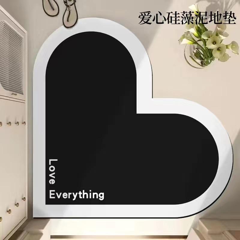INS Wind Gradient Love Bathroom Absorbent Mat Household Non-slip Bathroom Soft Mat Wedding Diatom Mud Mat