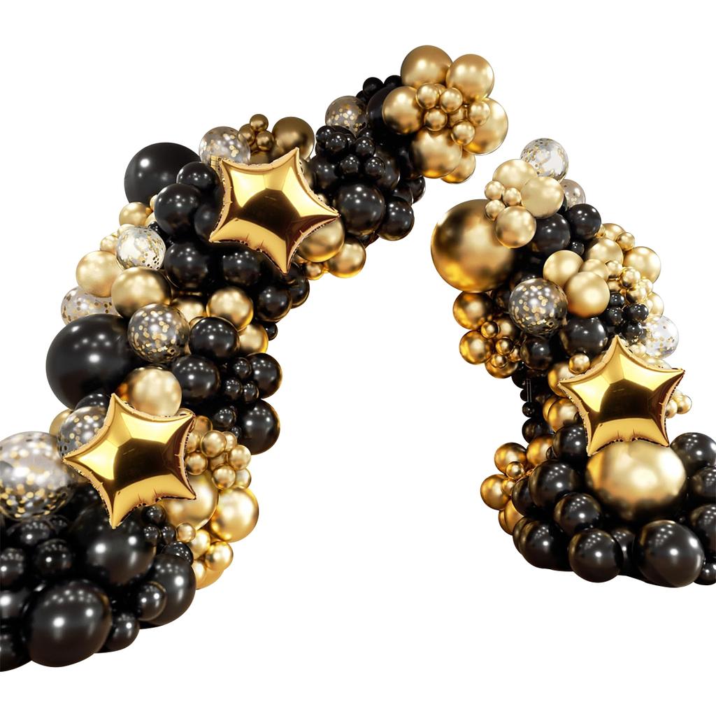 Black Gold Balloons Garland Arch Kit Confetti Latex Balloons Graduation Decor Anniversary Birthday Party Decor Kids Baby Shower