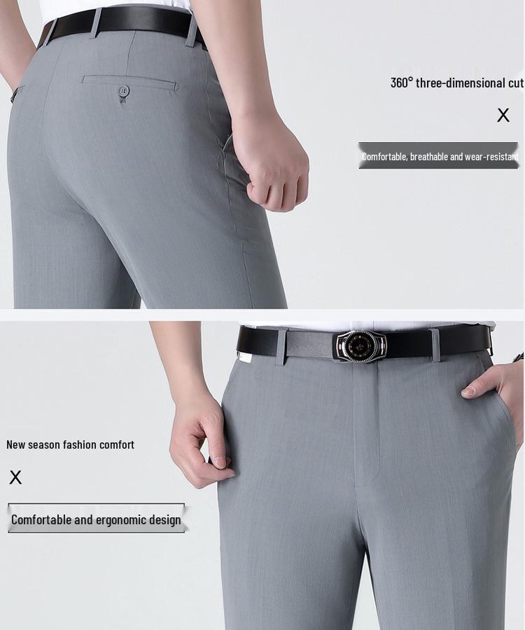 2026 Sommer Herren Anzughose aus Maulbeerseide und Wolle - Für die Mitte des Lebens, Bügelfrei, Gerades Bein, Hochwertiges Gefühl