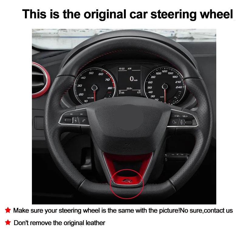Hand Stitching Car Auto Steering Wheel Cover Wrap For Seat Leon FR Cupra Ibiza (FR|CUPRA) Alhambra (FR Line) Arona Ateca Toledo