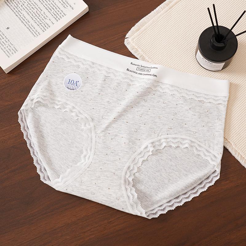 Plus Size Women's Sweet Printed 10a Antibacterial Cotton Extended Crotch Triangle Briefs