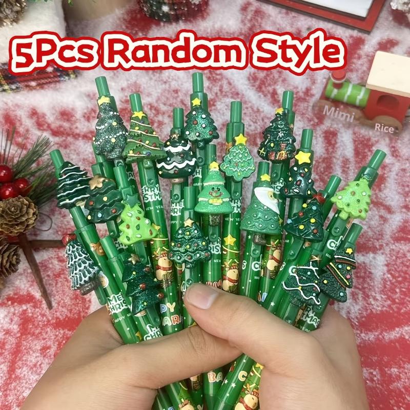 

5 шт. Рождественская гелевая ручка, студенческие призы, мультяшная елка, Санта Клаус, снеговик, гелевая ручка, креативные студенческие канцелярские товары, подарок A1