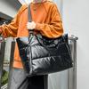 Large Capacity Quilted Nylon Tote Bag for Women Winter Spacious Women's Shoulder Bag for Gym Yoga Shopping Solid Color Padded Space Handbags for Women