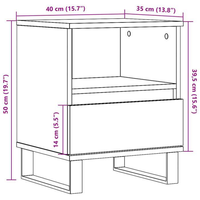 VidaXL Bedside Table Old Wood 40x35x50 Cm Engineered Wood, Side Table, Bedside Cabinet, Side Table for the 857376