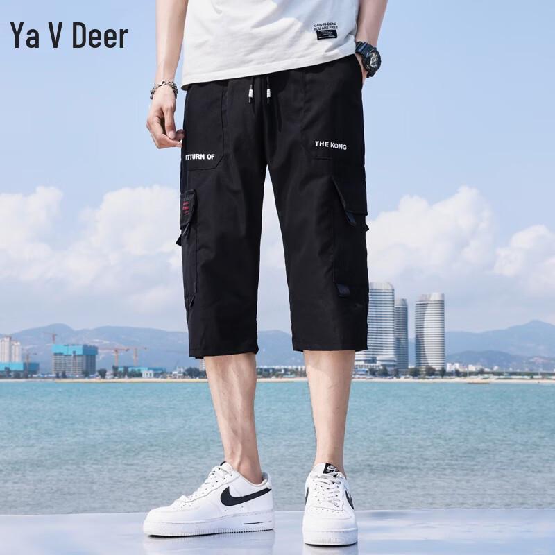 Yalu Men s Ice Silk Loose Straight Cargo Capri Shorts 5XL