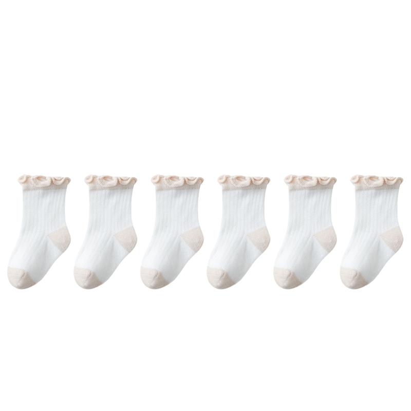 3 Pair/set Kids Socks Elastic Cuffs Breathable Mesh Design for Daily Use 0-5 Years Old Comfortable Summer Footwear