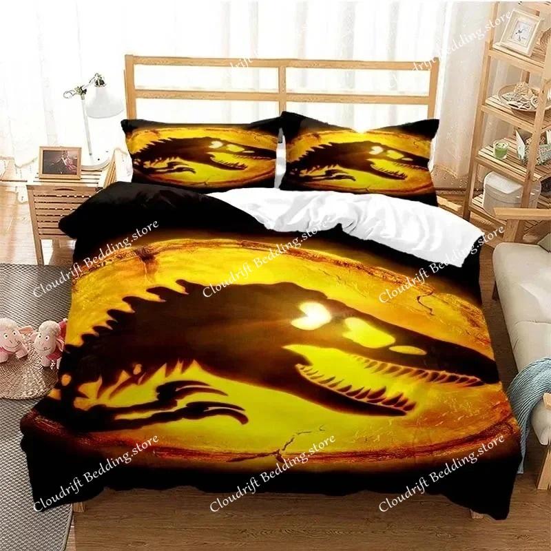 Jurassic Park Bedding Set Cartoon Kids Duvet Cover Set Pillowcase Queen King Double Bed Home Dropshipping King Size 3D Print