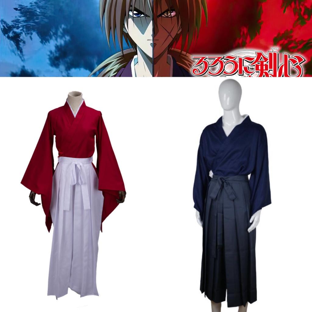 Japanese Samurai Cosplay Outfit Traditional Kimono Style Cotton Fabric Retro Design