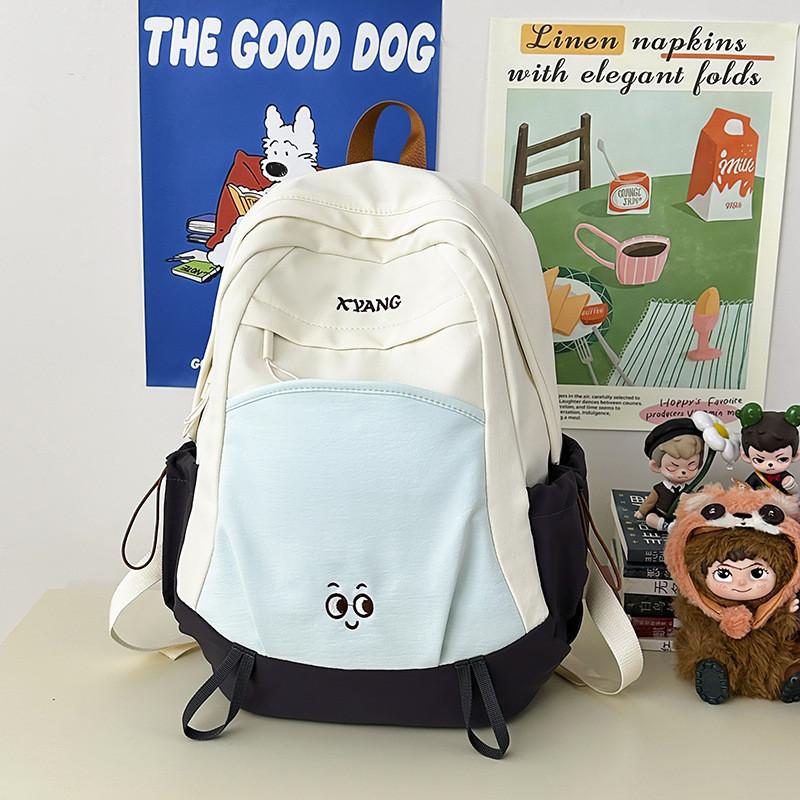Nylon Student Backpack With Embroidery For Daily Use Girls College Campus