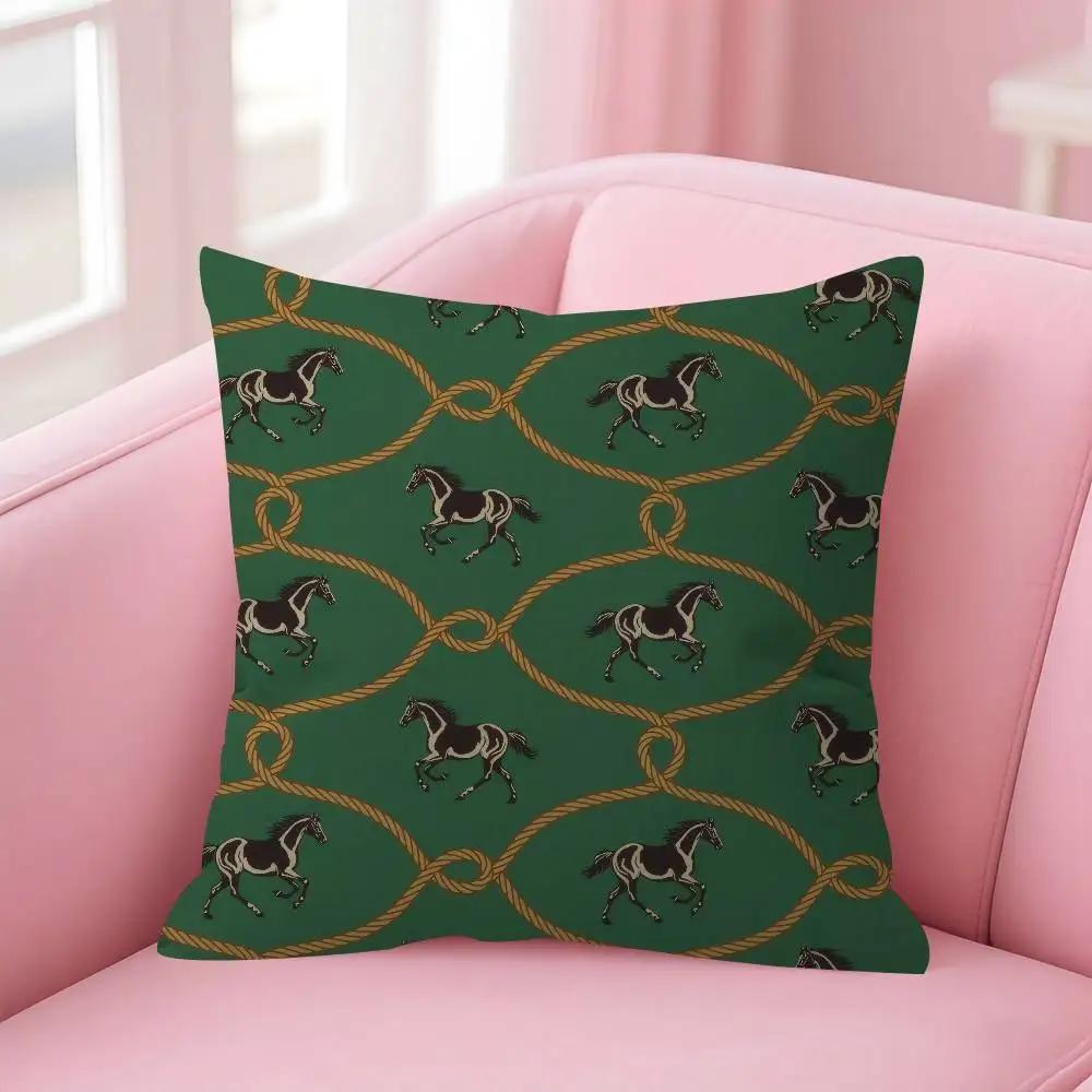 Fashion Cushion Cover Horse Print Luxury Decorative Pillow Case for Home Office Sofa Car Bedroom Decor Gift Hot Sale