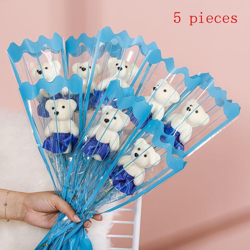5Pcs Wedding Decoration Rose Bear Artificial Flowers Bouquet For Valentine'S Day Diy Gift Ornament Party Supplies Home Decor