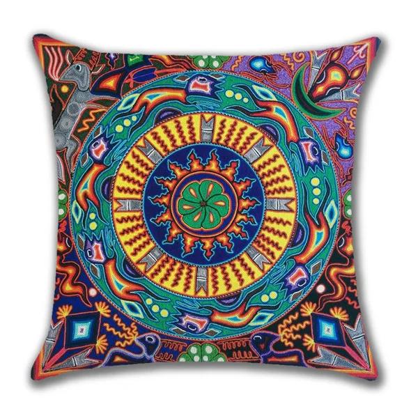 Hot Ethnic Mexico Patterns Linen Pillows Case Indian Apollo Abstract Painting Cushions Case Sofa Couch Throw Pillows Decor Home