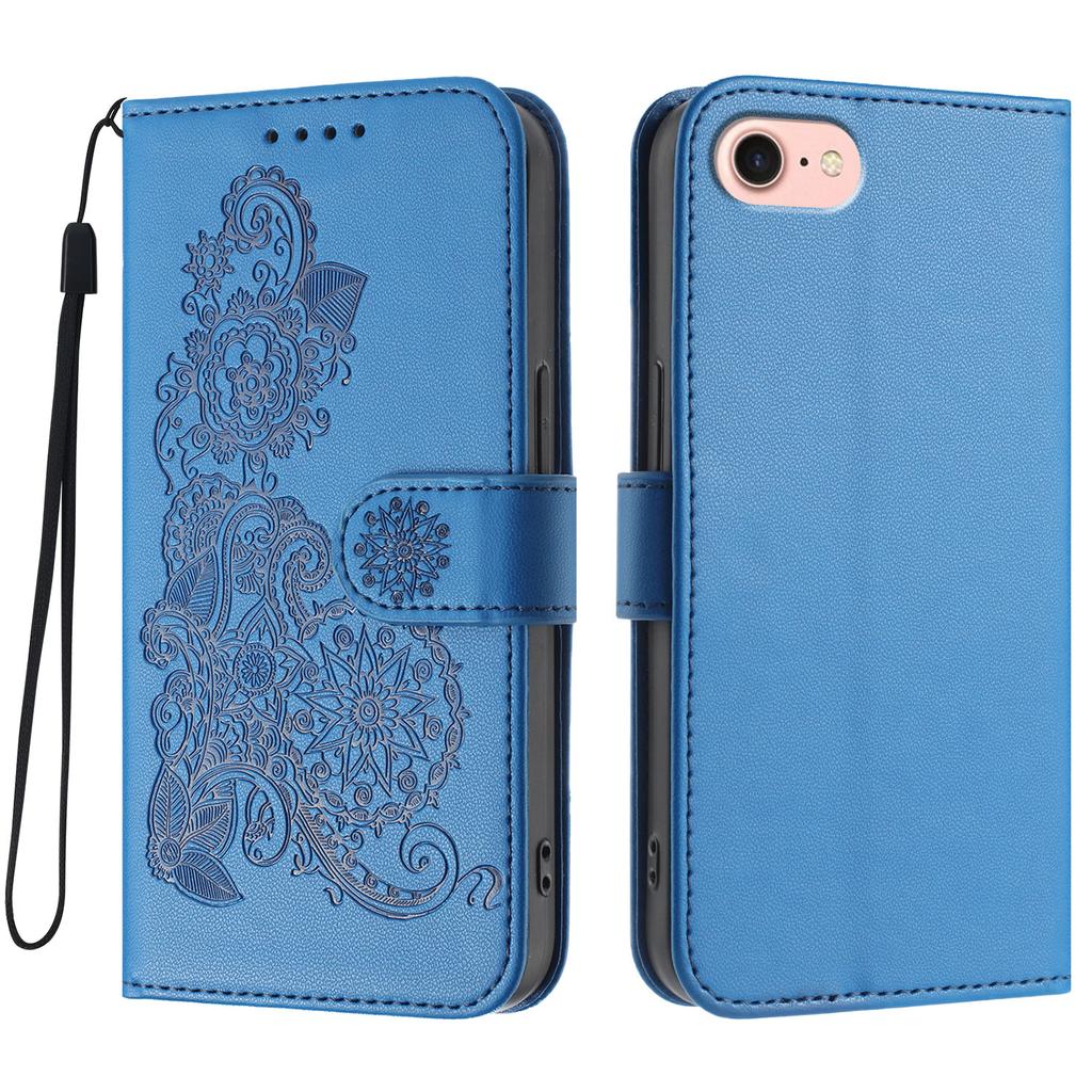 For iPhone 16e Phone Cases Mandala Flower Leather Wallet Mobile Cover with Strap