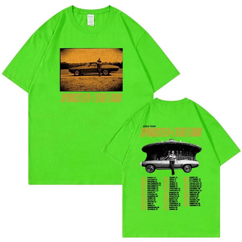 Vintage Rock Bruce Springsteen and E Street 2024 Tour T Shirts Man's Hip Hop Gothic Fashion Oversized Cotton T-Shirt Streetwear