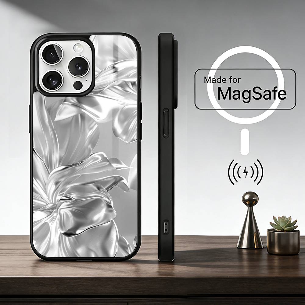 Liquid Metal Aesthetic Phone Case For IPhone17 16 15 14 13 12 11 Plus Pro Max Plus Wireless Charger Cover Funda