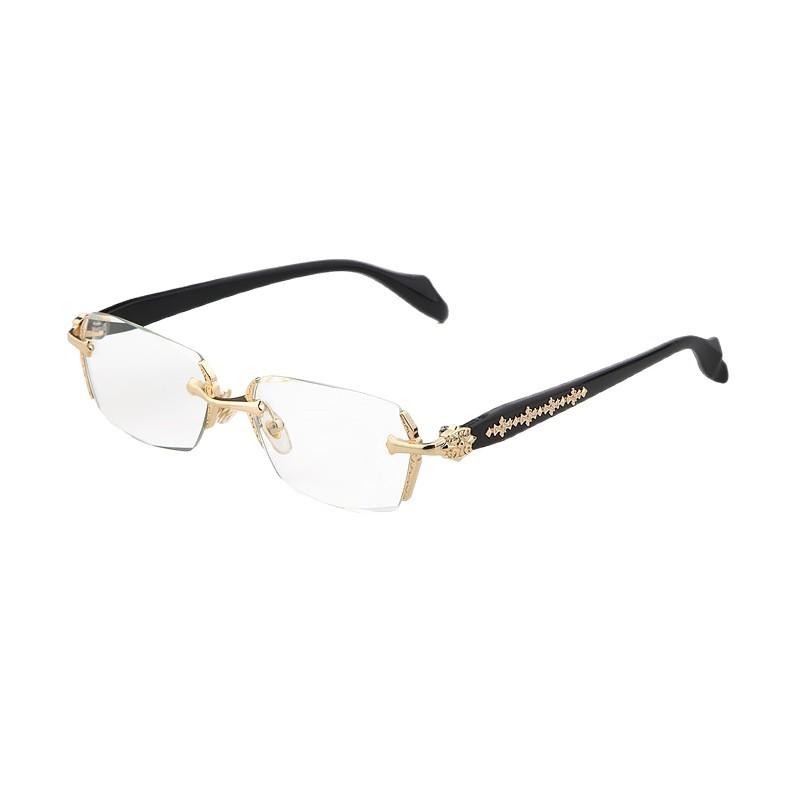 Fashion Clear Lens Glasses Women Retro Diamond Rimless Gold Frame Transparent Eyewear Decor
