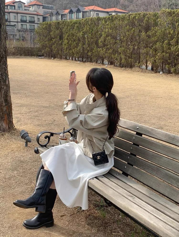 Women's Korean Chic Motorcycle Jacket: Versatile Zippered Long-Sleeve in Spring/Autumn Style