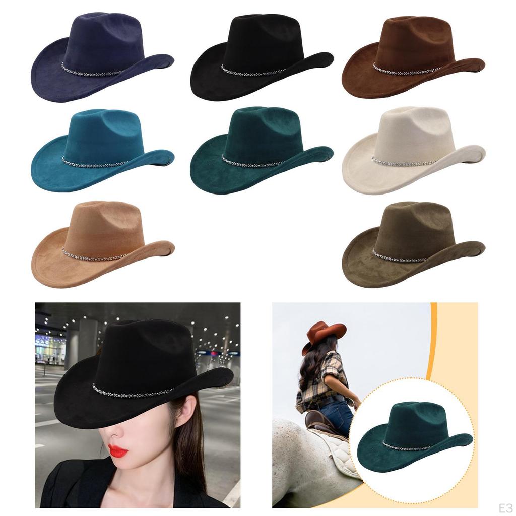 Adult Cowboy Hat, Wide Brim Western Headwear, Lightweight And Sturdy Polyester Party Suitable