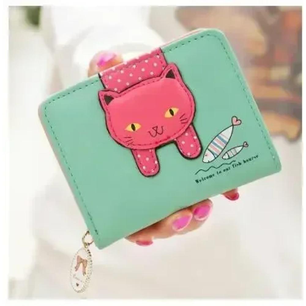Women Cute Cat Wallet Small Zipper Girl Wallet Pu Leather Women Coin Purse Female Card Holder Wallet Billetera 980₽