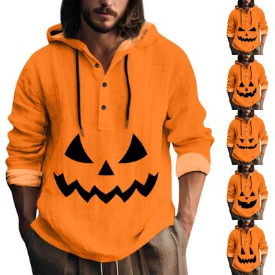 Halloween Bedruckter Kapuzen-Herren-Oversize-Kordelzug-Knopf-Hoodie