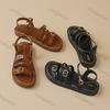 Women's Vintage Sandals 2026 New Summer Outdoor Non Slip Casual Flats Fashion Buckle Strap Lightweight Comfortable Roman Shoes