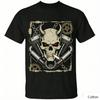 Vintage Skelett Pilot Grafik T-Shirt, Baumwolle Rundhals Kurzarm T-Shirt, Militär Luftfahrt Druck Unisex Oberteil