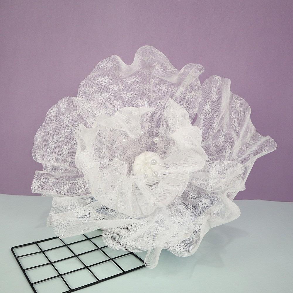 White Lace Organza Flower Decoration Artificial Yarn Faux Flower Artificial Gauze Flowers Giant Flower Handmade