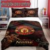 3pcs Duvet Cover Set (1*Duvet Cover + 2*Pillowcase, Without Core), Custom Name Manchester United Pattern Bedding Set, Home Bedroom Decor Gift