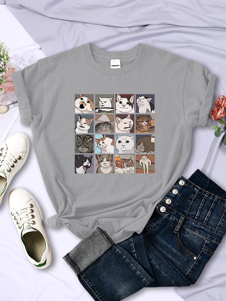 Animal Dog Cat Printing Women Tee Shirts Trendy Summer Clothing Harajuku Sport Style Tops Multicolor Casual Female T-Shirt