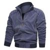 Men's Retro Washed Cotton Stand Collar Jacket - Casual Loose Fit, Autumn Wear