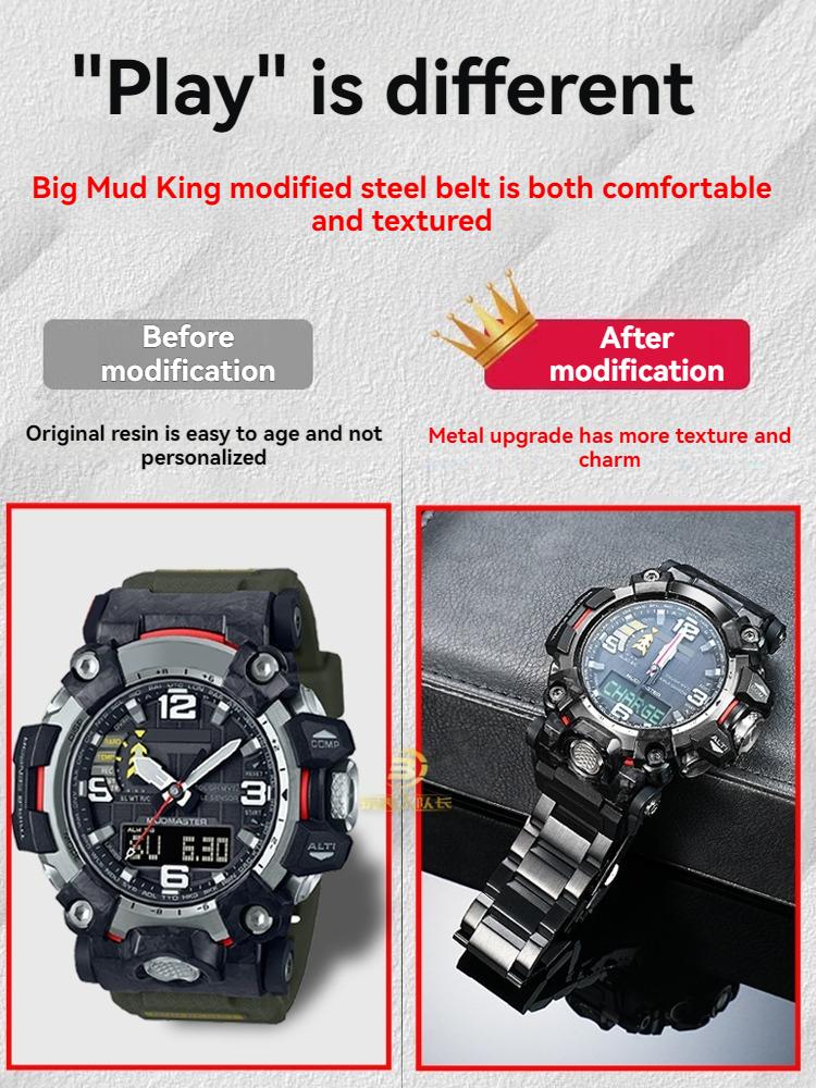 Correa de Acero Inoxidable de Repuesto para Casio G-SHOCK Mudmaster GWG-2000 GWG-2040 | Correa de Reloj Metálica de Alta Resistencia | para Hombre