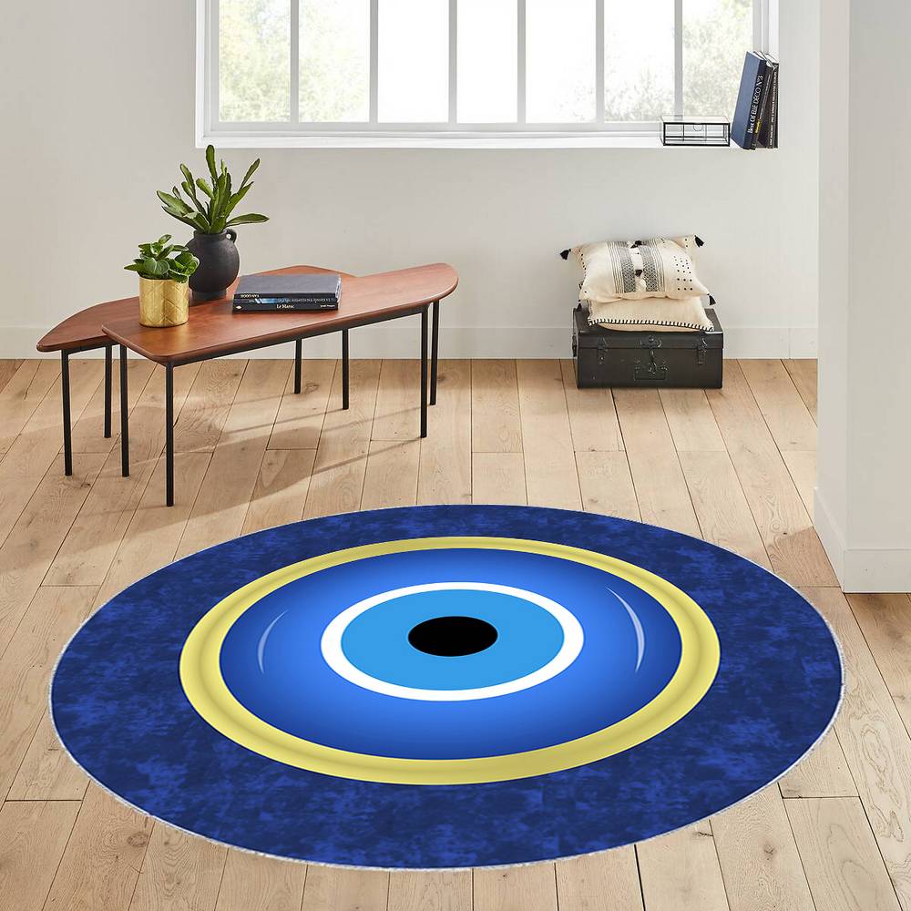 

Rovigo Home Моющийся круглый ковер с принтом RHM7023 100x100 синий