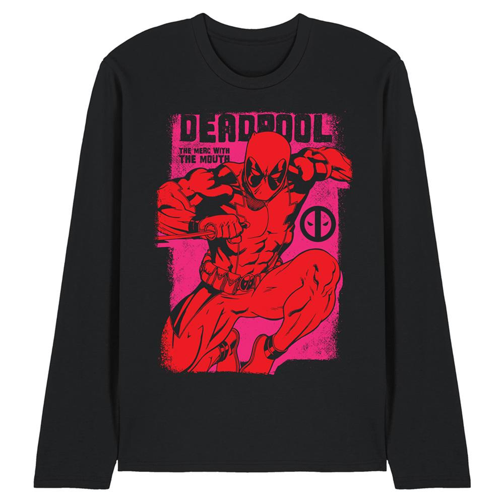 Deadpool Unisex Adult Merc With A Mouth Attack Long-Sleeved T-Shirt