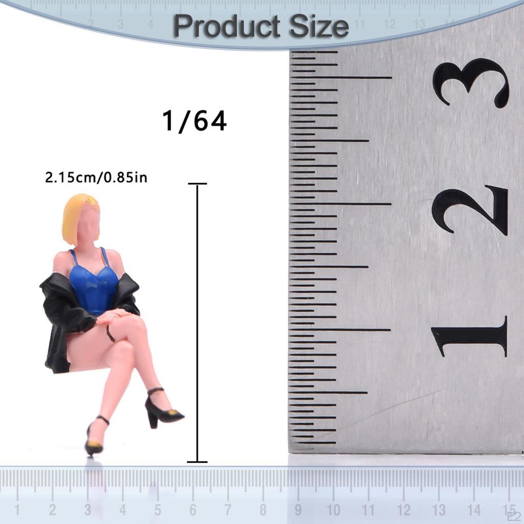 1/64 Diorama Figure Mini Women Painted Collectible Resin People Model Seated Female for