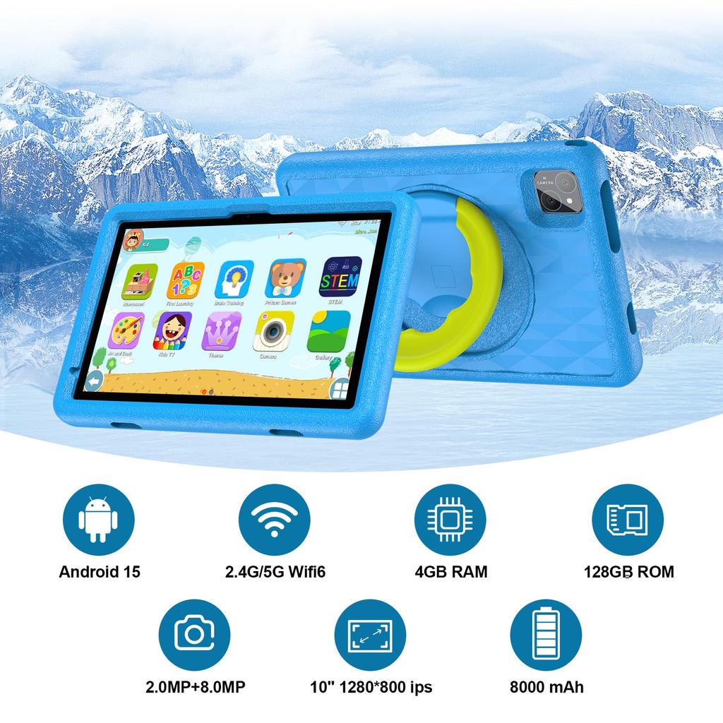 PRITOM Kids Android Physical 12GB 128GB YouTube Kids Google Kids Space Time Lightweight GMS 8000mAh Perfect for Birthdays and Graduations Tablet,