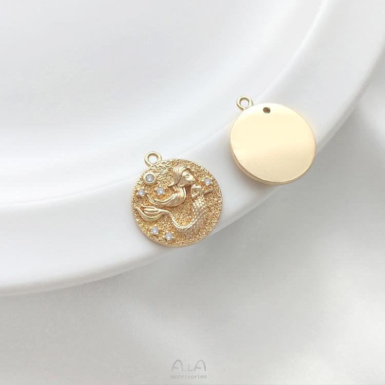 14K Gold-Filled Zircon Star Moon Pendant Charm