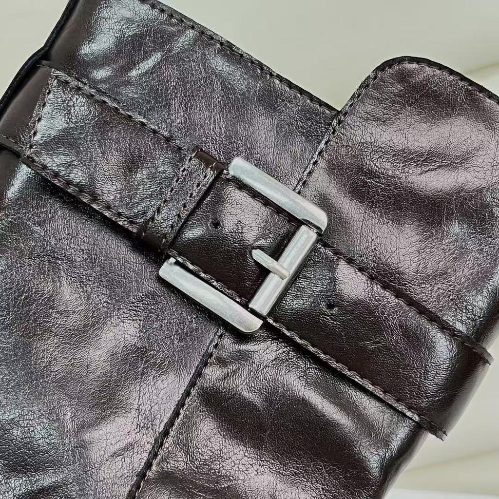 Absatzhöhe 4,5 cm Stiefel Damen 2025 beliebte Mode Vollleder gefaltet mittellang Röhre Martin weiche Sohle kleine kurze Stiefel