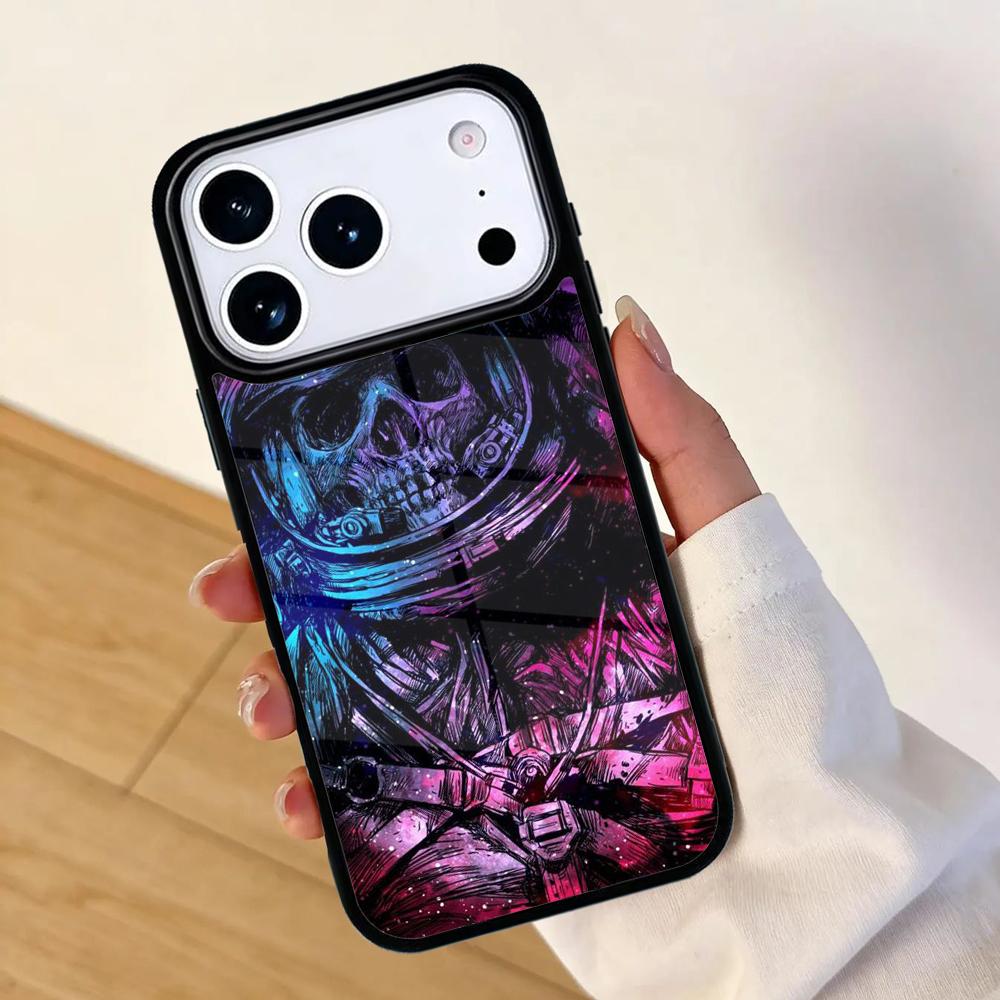 Skull Space Hair Phone Case For Apple iPhone 17 air 16 Pro Max 15 Pro Max 14 13 12 11 Mini Back Cover