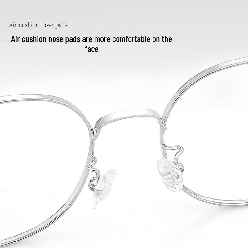 Korean Style Large Frame Glasses for Women: Slimming Oval Silver Frame Eyewear for Round or Square Faces, Model 5305