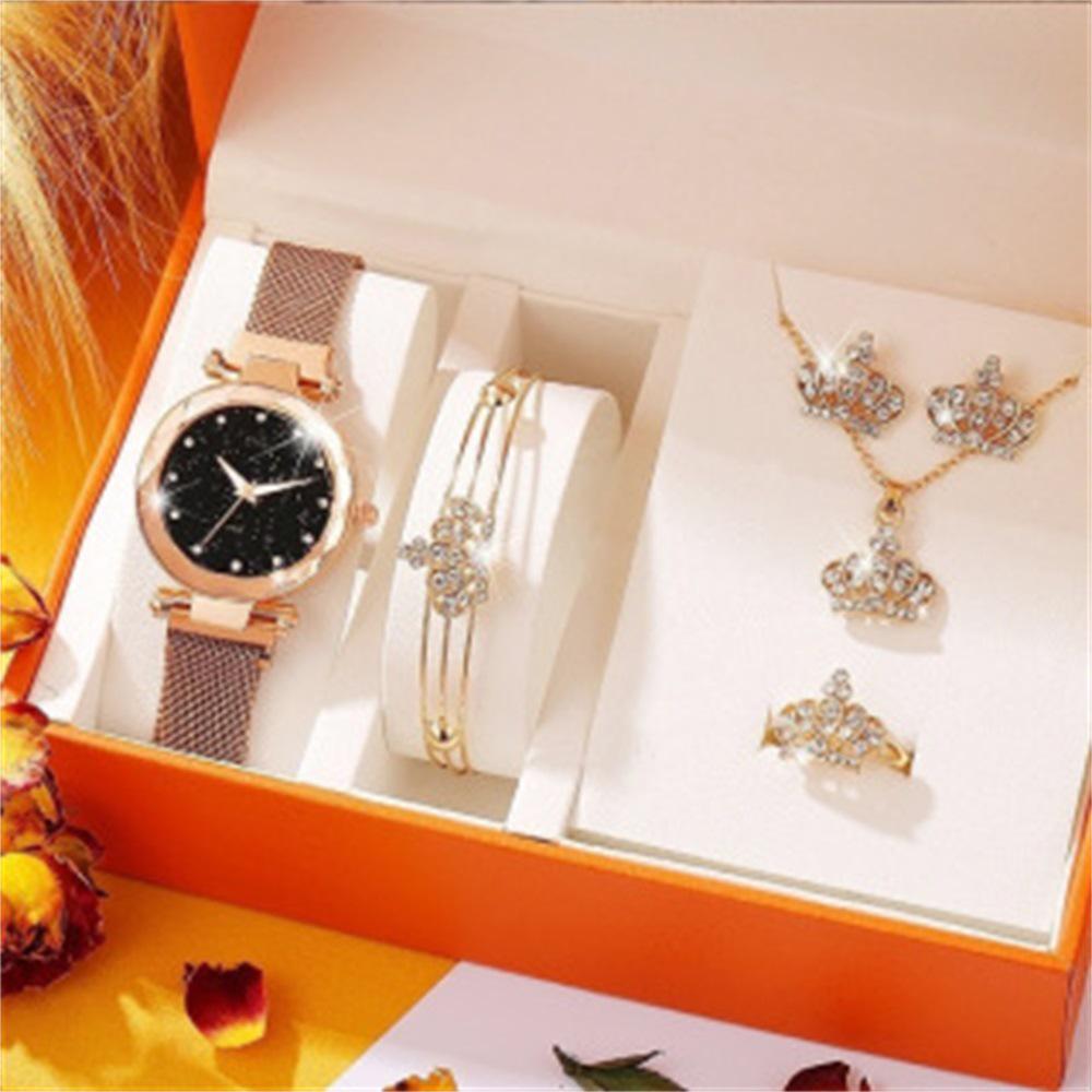 

Women s Luxury Fashion Set: Steel Band Small Dial Watch, Bracelet & Necklace