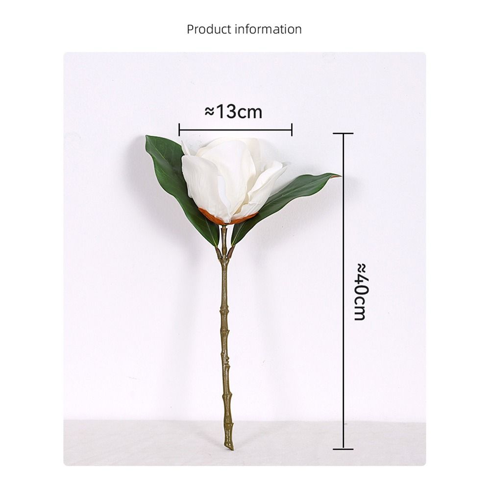 Creative White Pink Artificial Magnolia Flower Green Leaves Luxury Design Faux Flower Real Touch Real Touch Flower Home Decor