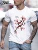 Beautiful Cherry Blossoms Printing Retro TShirt Mens Loose Cotton Tee Shirts Trendy Summer Clothing Unisex AllMatch Streetwear