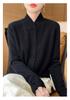 2024 Women's Stand Collar Wool Knit Qipao Cardigan - Casual Versatile Solid Color Sweater for Autumn/Winter