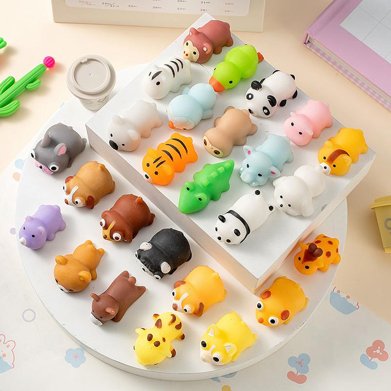 10/20/30 Pack Kawaii Animal Mochi Squishy Toys Stress Relief Balls Quick Rebound Sensory Squeeze Fidget Toy For Kids Party Favor