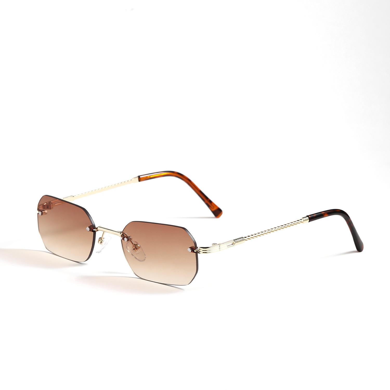 

Очки S3052 Квадратные безрамочные, многоугольные летние солнцезащитные очки в оправе, женские ретро-солнцезащитные очки