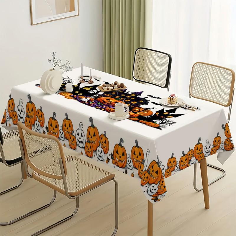 JIT1PC Halloween Pumpkin Theme Pattern Tablecloth Decorative Pattern Desktop Decorative Tableclothzyc